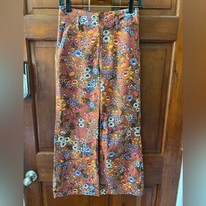 Maeve by Anthropologie Floral Crop Wide Leg Pants Size 2 Cottagecore Boho Retro